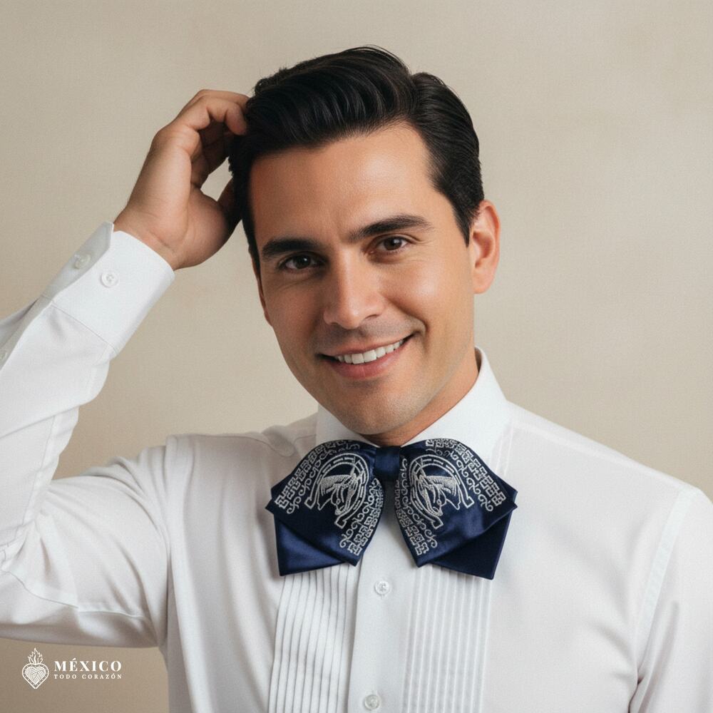 Mexican Embroidered Charro Moño – Traditional Satin Mariachi Bow Tie